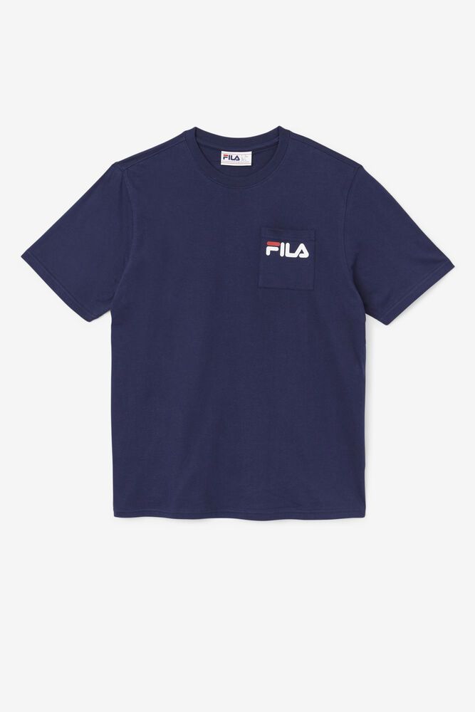 Fila T-Shirt Curtis Pocket Mens Navy - India BDH-482396